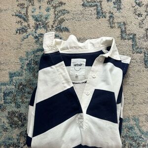 Aerie Navy and White Striped Polo Shirt